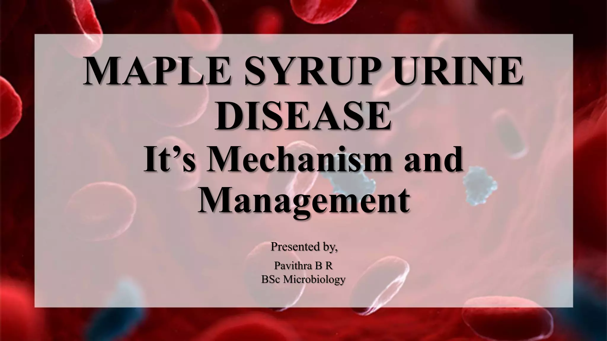 Maple Syrup Urine Disease PPT