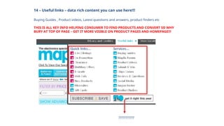 14 – Useful links – data rich content you can use here!!!
Buying Guides , Product videos, Latest questions and answers, product finders etc
THIS IS ALL KEY INFO HELPING CONSUMER TO FIND PRODUCTS AND CONVERT SO WHY
BURY AT TOP OF PAGE – GET IT MORE VISIBLE ON PRODUCT PAGES AND HOMEPAGE!!!
???????????
 