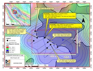 Map:  Summary of Drilling at Eldor Rare Earth Property