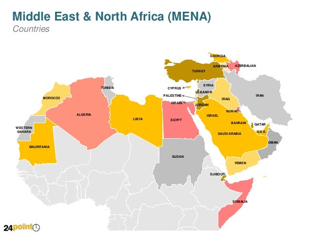 Map of Middle East and North Africa MENA Editable 