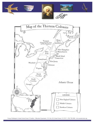 Map of the Thirteen Colonies