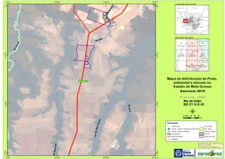 !
!
!
!
!!!
!
!
!
!
Rio Calor
R
io
do
Calor
RioSaué-Uiná
RioBuriti
Rio
Juruena
CórregoÁguaQuente
905
906
907
908
909
Sapezal
58°30'W
58°30'W
58°40'W
58°40'W
58°50'W
58°50'W
59°W
59°W
13°S
13°S
13°10'S
13°10'S
13°20'S
13°20'S
13°30'S
13°30'S
Amazonas Pará
Rondônia
Tocantins
M
Mato
Grosso
Mato
Grosso do Sul
Goiás
1919
SD 21 V-A-IV
1918
SD 21 V-A-VI
1917
SD 21 V-A-V
1970
Utiariti
SD 21 V-D-I
1969
Rio do Calor
SD 21 V-C-III
1968
Rio Formiga
SD 21 V-C-II
2017
Aldeia Bacaval
SD 21 V-D-IV
2016
Cabeçeira do Água Quente
SD 21 V-C-VI
Sapezal
Tangará
da Serra
Brasnorte
Campo
Novo do
Parecis
Convenções
! Centroide Pivô
! Outorga - Captacao Superficial em barramento
! Outorga - Captacao Superficial
Pavimentadas
Não Pavimentadas
Planejadas
Curso d´água
Área urbana
Divisa de município
Área Pivô
Imóveis com Pivôs
Mapa de distribuição de Pivôs,
ambiental e imóveis no
Estado de Mato Grosso
P r a n c h a : 1 9 6 9P r a n c h a : 1 9 6 9
Rio do Calor
SD 21 V-C-III
Elaboração: Eng. Agr. Gabriel D Mancilla
Data: Junho de 2020
Contato: gabriel.mancilla@gmail.com
μ0 20 40 60 8010
Km
Localização (sem escala)
Articulação das folhas
Exercício 2019Exercício 2019
 