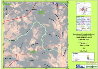!!
!!!
!
!
!
!!!
!
!
!
CórregoBarreiro
CórregoDiamante
Rio Água Verde
Rio
A
rinos
Cór
rego
ÁguaBranca
Ribeirão Cabeceira Comprida
Córrego
Atalaia
Córrego
do
Ouro
Rio
Cl
aro
Córrego Campinas
Córrego M
a
cuco
Ribeirão
Burtizal
Córrego São
Pedro
CórregoJoãoPalito
Rio Lagoa Rasa
CórregoSumidouro
Córrego do Cerrado
Córrego Pimenta
718
719
720
São José do
Rio Claro
Nova Mutum
Diamantino
Nova Maringá
56°30'W
56°30'W
56°40'W
56°40'W
56°50'W
56°50'W
57°W
57°W
13°30'S
13°30'S
13°40'S
13°40'S
13°50'S
13°50'S
14°S
14°S
Amazonas Pará
Rondônia
Tocantins
M
Mato
Grosso
Mato
Grosso do Sul
Goiás
1974
Rio Marape
SD 21 X-C-II
1973
Córrego Jacamin
SD 21 X-C-I
1972
Rio Ponte de Pedra
SD 21 V-D-III
2021
Rio Arinos
SD 21 X-C-V
2020
Rio Claro
SD 21 X-C-IV
2019
Rio Alegre
SD 21 V-D-VI
2065
Diamantino
SD 21 Z-A-II
2064
Nortelândia
SD 21 Z-A-I
São José
do Rio
Claro
Nortelândia
Tangará
da Serra
Nova Mutum
Brasnorte
Campo
Novo do
Parecis
Santo
Afonso
Diamantino
Lucas do Rio
Verde
Nova
Maringá
Convenções
! Centroide Pivô
! Outorga - Captacao Superficial em barramento
! Outorga - Captacao Superficial
Pavimentadas
Não Pavimentadas
Planejadas
Curso d´água
Área urbana
Divisa de município
Área Pivô
Imóveis com Pivôs
Mapa de distribuição de Pivôs,
ambiental e imóveis no
Estado de Mato Grosso
P r a n c h a : 2 0 2 0P r a n c h a : 2 0 2 0
Rio Claro
SD 21 X-C-IV
Elaboração: Eng. Agr. Gabriel D Mancilla
Data: Junho de 2020
Contato: gabriel.mancilla@gmail.com
μ0 20 40 60 8010
Km
Localização (sem escala)
Articulação das folhas
Exercício 2019Exercício 2019
 