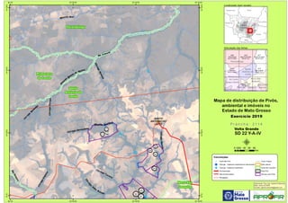!!
!!
!
!!
!
!
!!!
!
!!
!!!
!!
!!!
!
!!!!
!
!
!
!
!
!
!
!
!
!
SANTO
ANTONIO DO
LESTE
CórregoEuropa
C
ór
rego
Baixadão
Rio
Suspiro
Córrego
Volta
Grande
Ribeirão Azul
Rio Culuene
Ribeirão Matrinxã
Córrego Garimpinho
CórregoMutum
CórregoMimoso
Córrego Tucano
Rib
eirão
Quinze de Agosto
Córrego
Engano
170
171
172
301
302
303
304
305
306
307
Paranatinga
Primavera
do Leste
Novo São
Joaquim
Santo
Antônio do
Leste
53°30'W
53°30'W
53°40'W
53°40'W
53°50'W
53°50'W
54°W
54°W
14°30'S
14°30'S
14°40'S
14°40'S
14°50'S
14°50'S
15°S
15°S
Amazonas Pará
Rondônia
Tocantins
M
Mato
Grosso
Mato
Grosso do Sul
Goiás
2113
Cacimba
SD 21 Z-B-VI
2115
São Joaquim
SD 22 Y-A-V
2069
Paranatinga
SD 21 Z-B-III
2070
Água Emendada
SD 22 Y-A-I
2071
Aldeia da Lagoa
SD 22 Y-A-II
2159
Lago do Cervo
SD 22 Y-C-I
Poxoréu
Paranatinga
Primavera
do Leste Novo São
Joaquim
Dom Aquino
Santo
Antônio do
Leste
General
Carneiro
Campo Verde
Barra do
Garças
Convenções
! Centroide Pivô
! Outorga - Captacao Superficial em barramento
! Outorga - Captacao Superficial
Pavimentadas
Não Pavimentadas
Planejadas
Curso d´água
Área urbana
Divisa de município
Área Pivô
Imóveis com Pivôs
Mapa de distribuição de Pivôs,
ambiental e imóveis no
Estado de Mato Grosso
P r a n c h a : 2 1 1 4P r a n c h a : 2 1 1 4
Volta Grande
SD 22 Y-A-IV
Elaboração: Eng. Agr. Gabriel D Mancilla
Data: Junho de 2020
Contato: gabriel.mancilla@gmail.com
μ0 20 40 60 8010
Km
Localização (sem escala)
Articulação das folhas
Exercício 2019Exercício 2019
 