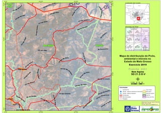 !
!
!!
!
!
!
!
!
DOM AQUINO
JACIARA
SAO PEDRO DA CIPA
Córrego Morcego
Córr
e
go A
maral
Córrego São
Do
m
ingos
C
órrego
Fundo
Córrego
For
m
oso
Rio
São
Lourenç
o
Córrego
Roncad
or
C
órregoEsparramo
CórregoMonjolo
C
ó
rrego
Corguinho
Córrego Chico Nunes
Córre
go
São Pedro
Córrego Campinas
Ribeirão Parnaiba
Córrego Barosso
Córrego
do
Açude
CórregodaRapa
Córrego Estiva
Rio Poxoreozinho
CórregoPonteiro
Córrego São Paulo
Córrego do Jacamo
CórregodoDoido
Córrego Mateiro
Córrego Bandeirantes
Córrego Lambança
Córrego Recifezinho
Cór
rego
São Bento
Rio
C
um
buco
Rio das Pombas
C
órrego
G
rotão
Córrego Preto
Córrego Chíbiu
C
órrego
M
utum
257
258
259
PoxoréuDom Aquino
Campo
Verde
54°30'W
54°30'W
54°40'W
54°40'W
54°50'W
54°50'W
55°W
55°W
15°30'S
15°30'S
15°40'S
15°40'S
15°50'S
15°50'S
16°S
16°S
Amazonas Pará
Rondônia
Tocantins
M
Mato
Grosso
Mato
Grosso do Sul
Goiás
2157
Galheiro
SD 21 Z-D-II
2244
Fazenda Prata
SE 21 X-B-I
2245
Rondonópolis
SE 21 X-B-II
2246
Juridoré
SE 21 X-B-III
2156
Rio da Casca
SD 21 Z-D-I
2200
São Vicente
SD 21 Z-D-IV
2201
Dom Aquino
SD 21 Z-D-V
2202
Poxoréu
SD 21 Z-D-VI
Poxoréu
Guiratinga
Primavera
do Leste
Dom
Aquino
Chapada dos
Guimarães
Campo
Verde
Pedra
Preta
Rondonópolis
Convenções
! Centroide Pivô
! Outorga - Captacao Superficial em barramento
! Outorga - Captacao Superficial
Pavimentadas
Não Pavimentadas
Planejadas
Curso d´água
Área urbana
Divisa de município
Área Pivô
Imóveis com Pivôs
Mapa de distribuição de Pivôs,
ambiental e imóveis no
Estado de Mato Grosso
P r a n c h a : 2 2 0 1P r a n c h a : 2 2 0 1
Dom Aquino
SD 21 Z-D-V
Elaboração: Eng. Agr. Gabriel D Mancilla
Data: Junho de 2020
Contato: gabriel.mancilla@gmail.com
μ0 20 40 60 8010
Km
Localização (sem escala)
Articulação das folhas
Exercício 2019Exercício 2019
 