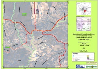 !
!
!
!
!
!
!
!
CórregoPindaibão
RibeirãoCourodePorco
CórregoSantaMaria
RibeirãoSangrandouroGrande
RibeirãodasMalas
Rio Areiado
Córrego Três Irmãos
Córrego Sucuri
Ribei
rão
C
am
baúva
Córrego
Cor
isco
RibeirãoSamambaia
Córrego Catete
Rio Paraíso
RibeirãoMacacos
Rio
Batovi
RibeirãodasAlminhas
Córrego
P
ântano
Ribeirão Patinha
Córrego
M
ortandade
CórregoEngano
Rio do Peixe
Córrego
Bandeirinha
CórregodaPedra
261
262
263
Poxoréu
General
Carneiro
53°30'W
53°30'W
53°40'W
53°40'W
53°50'W
53°50'W
54°W
54°W
15°30'S
15°30'S
15°40'S
15°40'S
15°50'S
15°50'S
16°S
16°S
Amazonas Pará
Rondônia
Tocantins
M
Mato
Grosso
Mato
Grosso do Sul
Goiás
2204
Colônia Meruri
SD 22 Y-C-V
2246
Juridoré
SE 21 X-B-III
2247
Guiratinga
SE 22 V-A-I
2248
Buriti
SE 22 V-A-II
2202
Poxoréu
SD 21 Z-D-VI
2203
Batovi
SD 22 Y-C-IV
2160
Toricoejo
SD 22 Y-C-II
Torixoréu
Poxoréu
Guiratinga
Primavera
do Leste
Novo São
Joaquim
Alto Garças
Dom Aquino
Santo
Antônio
do Leste
General
Carneiro
Campo Verde
Pedra Preta
Rondonópolis
Barra do
Garças
Convenções
! Centroide Pivô
! Outorga - Captacao Superficial em barramento
! Outorga - Captacao Superficial
Pavimentadas
Não Pavimentadas
Planejadas
Curso d´água
Área urbana
Divisa de município
Área Pivô
Imóveis com Pivôs
Mapa de distribuição de Pivôs,
ambiental e imóveis no
Estado de Mato Grosso
P r a n c h a : 2 2 0 3P r a n c h a : 2 2 0 3
Batovi
SD 22 Y-C-IV
Elaboração: Eng. Agr. Gabriel D Mancilla
Data: Junho de 2020
Contato: gabriel.mancilla@gmail.com
μ0 20 40 60 8010
Km
Localização (sem escala)
Articulação das folhas
Exercício 2019Exercício 2019
 