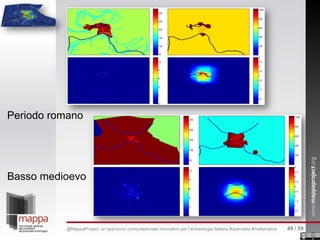 Periodo romano
Basso medioevo
49 / 59@MappaProject: un approccio computazionale innovativo per l’archeologia italiana #opendata #matematica
 