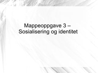 Mappeoppgave 3 –  Sosialisering og identitet 