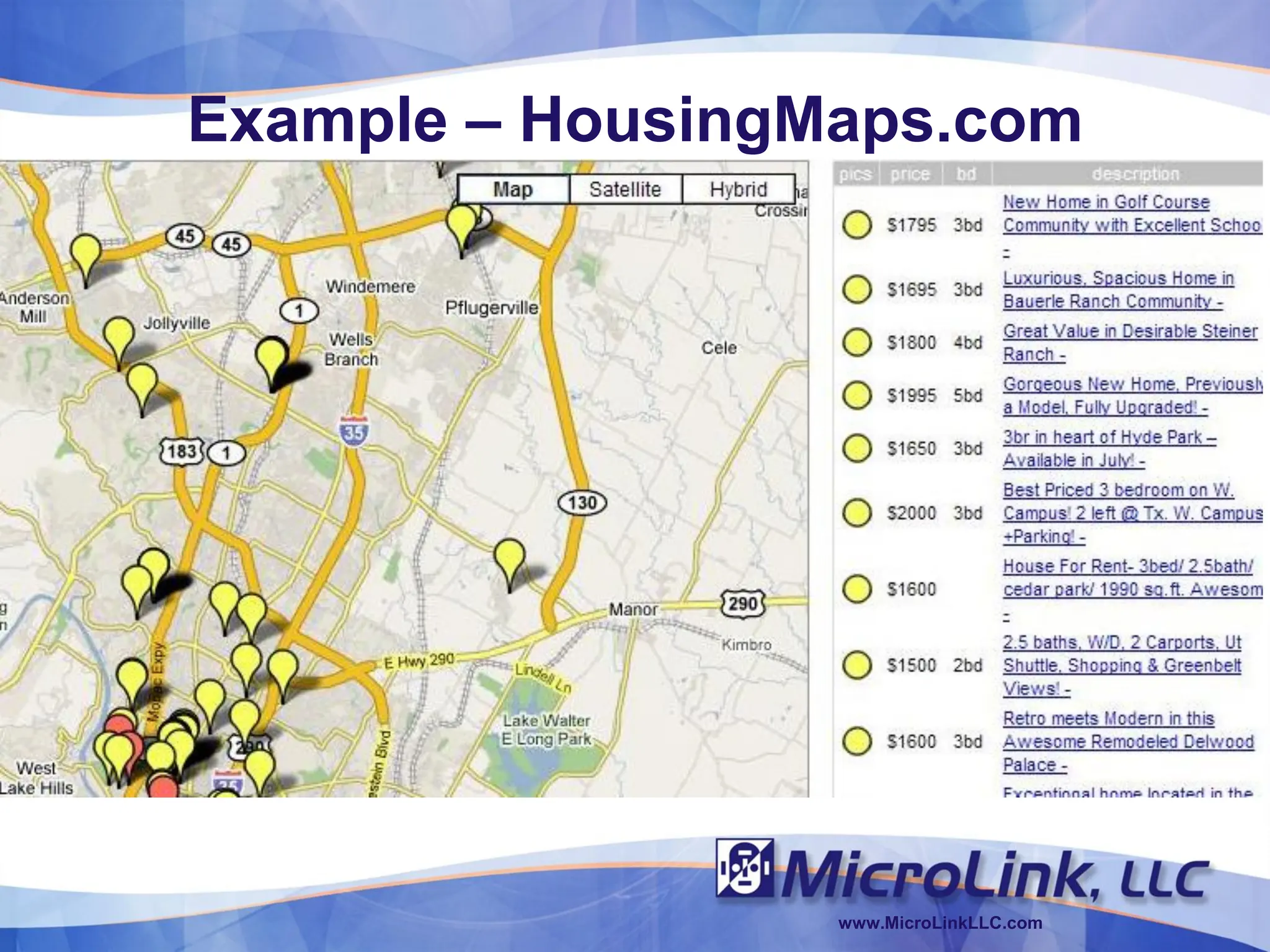 Example – HousingMaps.com




                  www.MicroLinkLLC.com
 