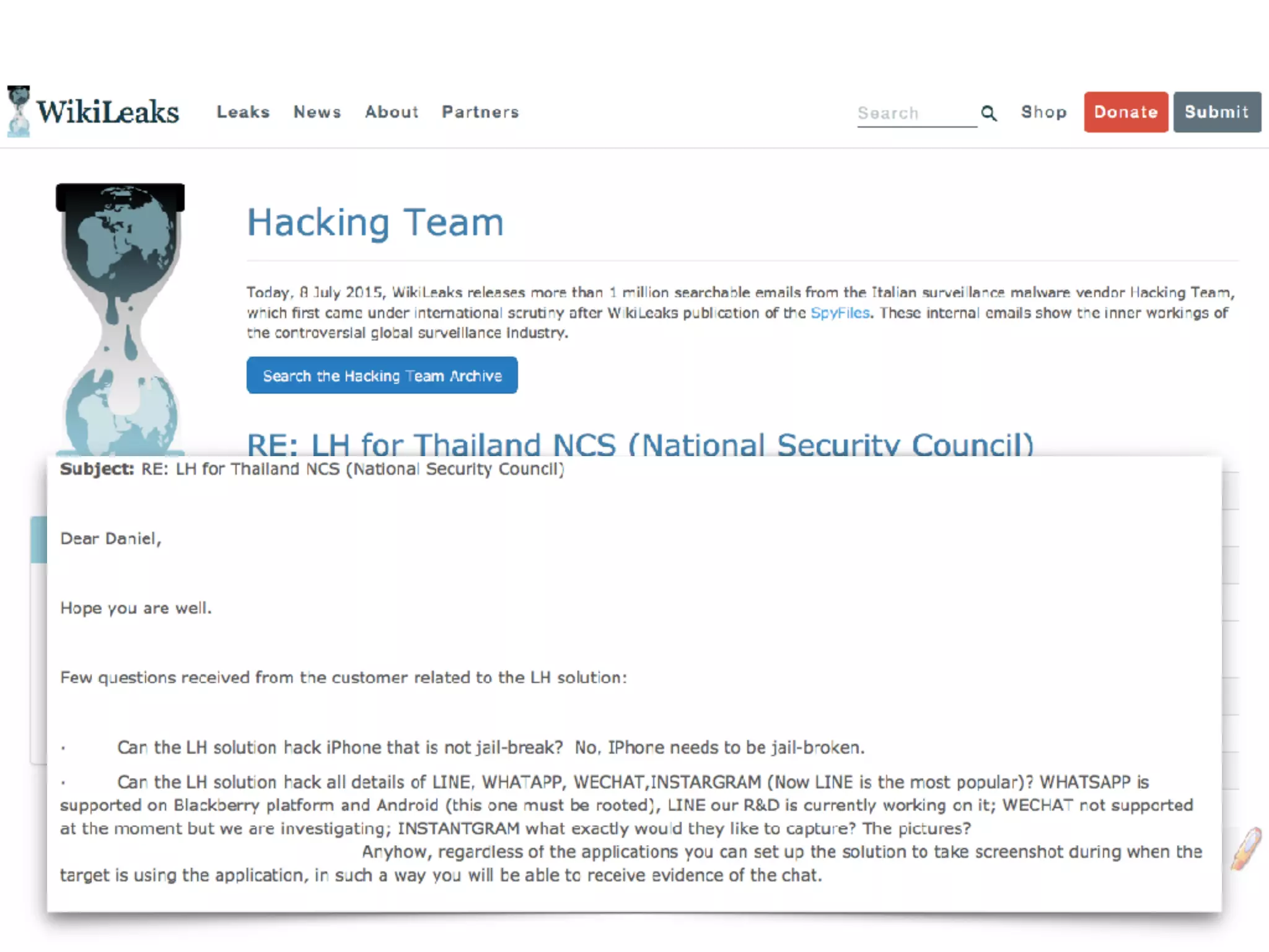 Desire to circumvent encryption is shown in a presentation
on the amendment of Computer-related Crime Act by the
Ministry of ICT to National Legislative Assembly.
 