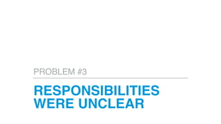 RESPONSIBILITIES
WERE UNCLEAR
PROBLEM #3
 