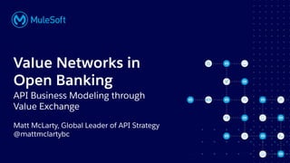 All contents © MuleSoft, LLC
Matt McLarty, Global Leader of API Strategy
@mattmclartybc
Value Networks in
Open Banking
API Business Modeling through
Value Exchange
 
