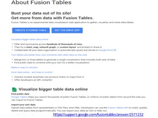 https://support.google.com/fusiontables/answer/2571232
 