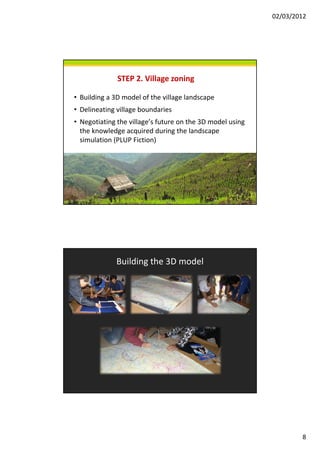 02/03/2012




              STEP 2. Village zoning

• Building a 3D model of the village landscape
• D li
  Delineating v...