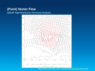(Point) Vector Flow
QSCAT High-Resolution Hurricane Analysis
http://www.cora.nwra.com/~morzel/qscat.hurricane.hires.html
 