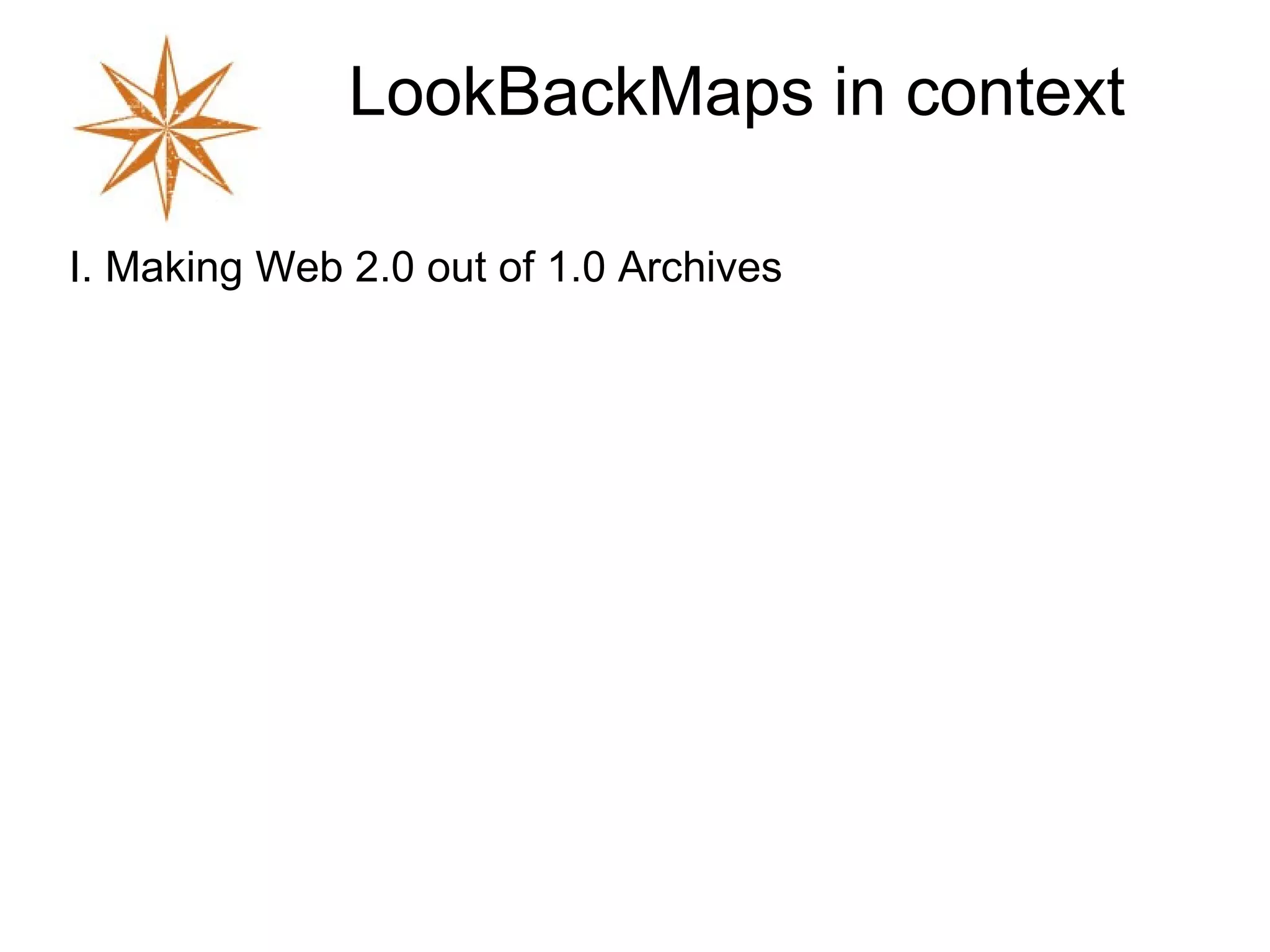 USGS Photo Archives http://libraryphoto.cr.usgs.gov/ Typical of 1990's digital archives. Focus on accurate metadata, accessibility. Prior to geotagging. 
