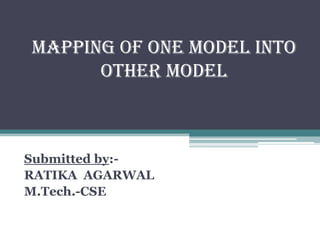 MAPPING OF ONE MODEL INTO OTHER MODEL Submitted by:- RATIKA  AGARWAL M.Tech.-CSE 