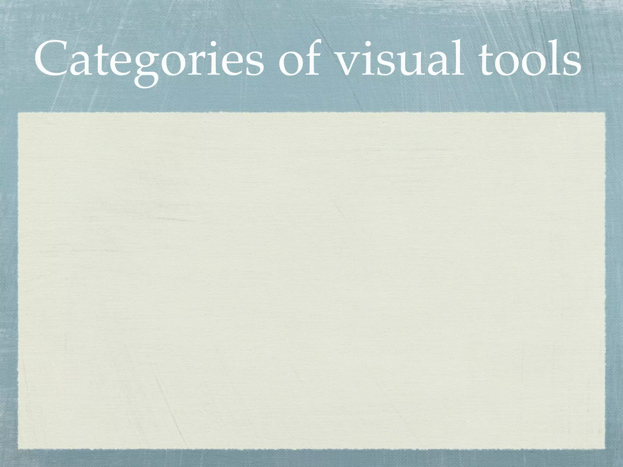 Categories of visual tools
 