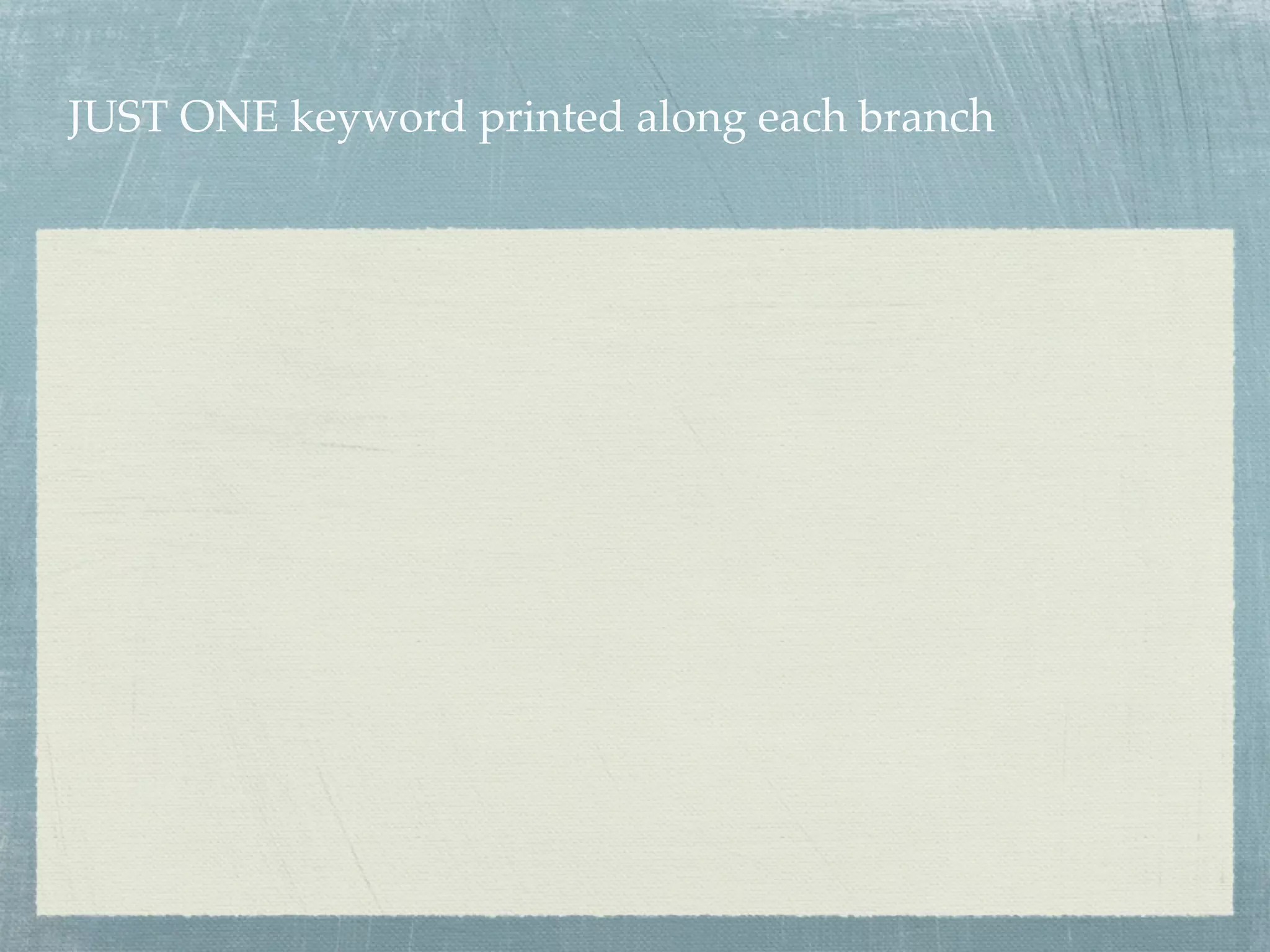 JUST ONE keyword printed along each branch
 