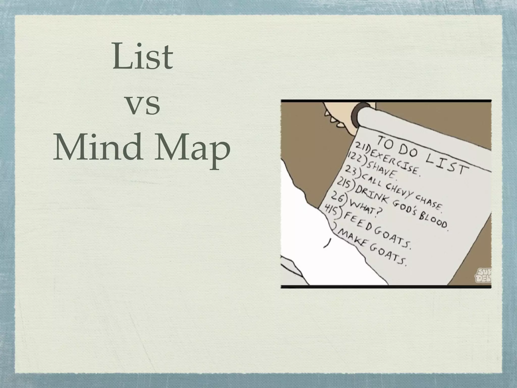 List
    vs
Mind Map
 