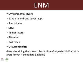 Applications of ecological niche modelling for mapping the risk of Rift Valley fever in Kenya
