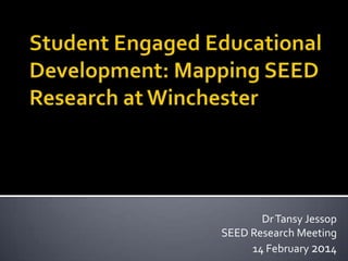 Dr Tansy Jessop
SEED Research Meeting
14 February 2014

 