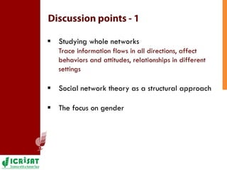 Mapping the social network architecture of rural communities gender & technological innovations in the semi-arid tropics of India