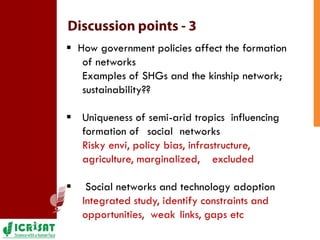 Mapping the social network architecture of rural communities gender & technological innovations in the semi-arid tropics of India