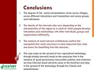 Mapping the social network architecture of rural communities gender & technological innovations in the semi-arid tropics of India