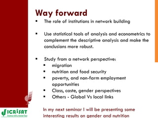 Mapping the social network architecture of rural communities gender & technological innovations in the semi-arid tropics of India