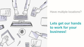 © 2015 Xoop Oy Incorporation
www.mappointer.com
Have multiple locations?
Lets get our hands
to work for your
business!
 