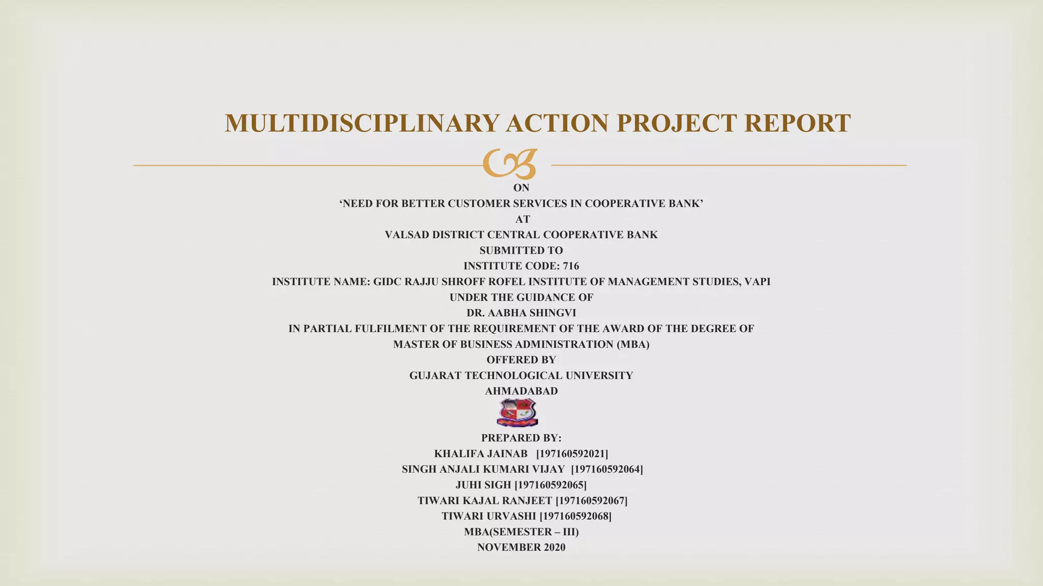 Ppt on need for better customer services in VDC bank