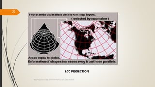 20
LCC PROJECTION
Map Projections in GIS, Samirsinh Parmar, DoCL, DDU, Nadiad.
 