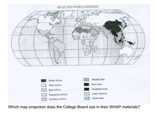 Which map projection does the College Board use in their WHAP materials?
 