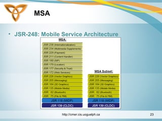 MSA
• JSR-248: Mobile Service Architecture
http://cmer.cis.uoguelph.ca 23
 