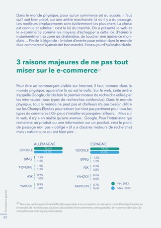 Troisièmepartie
62
Les meilleurs emplacements sont évidemment les plus chers. La chose
-
sur les Champs-élysées pour exister (ce n’est pas pertinent pour tous les
3 raisons majeures de ne pas tout
miser sur le e-commerce20
20
Mars. 2013
 