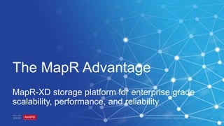 The MapR Advantage
MapR-XD storage platform for enterprise grade
scalability, performance, and reliability
 