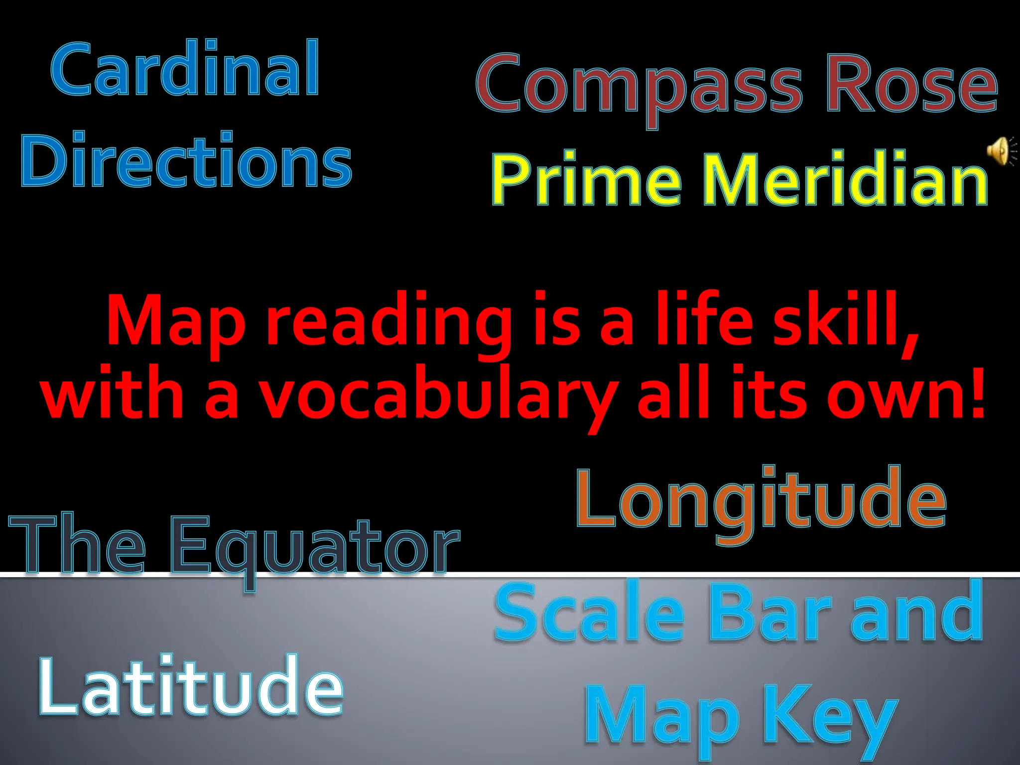 Map reading is a life skill,
with a vocabulary all its own!
 