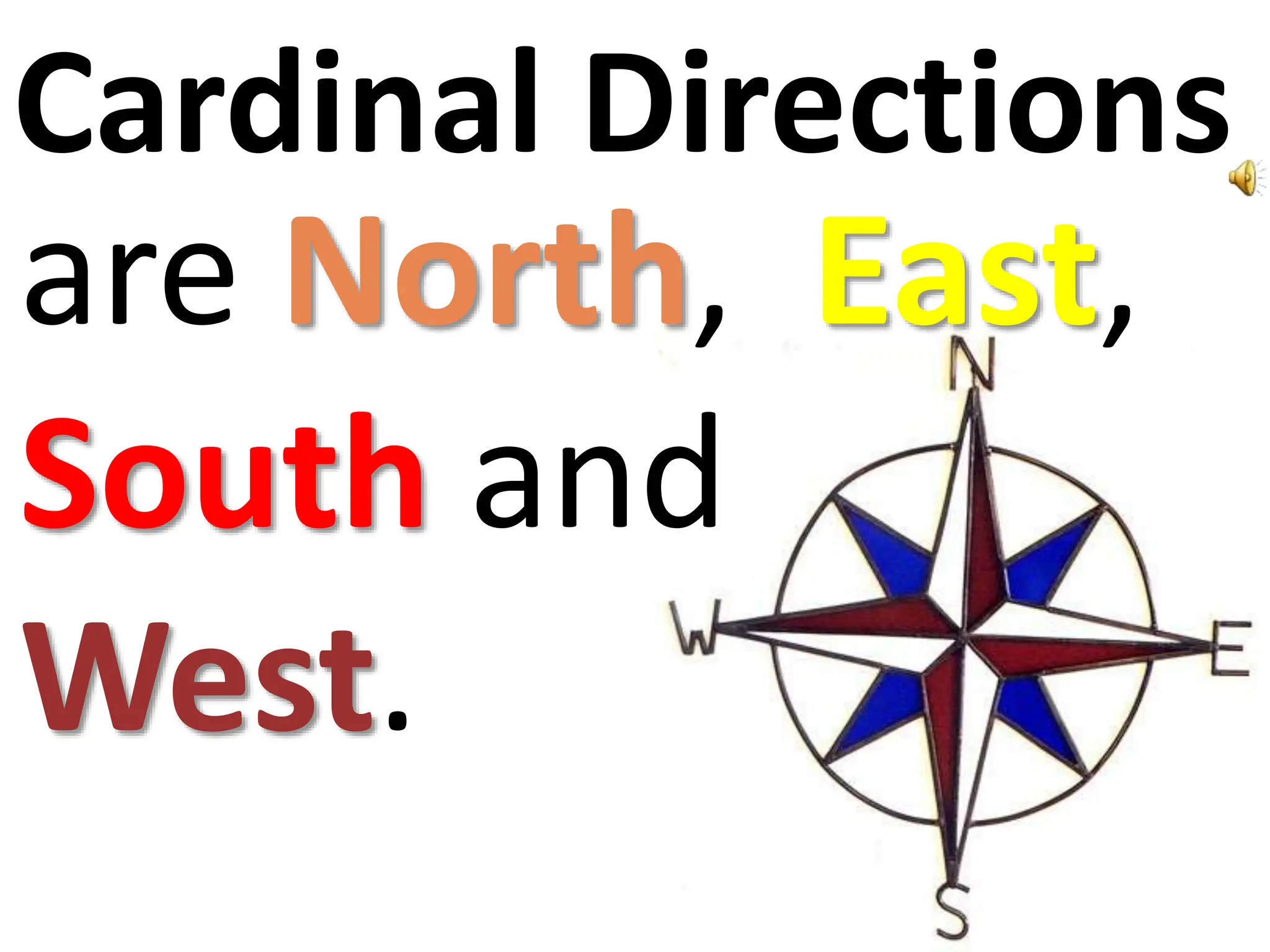 Cardinal Directions
are North, East,
South and
West.
 