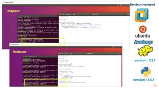 36
Environnement
version : 3.2.1
version : 3.5.1
Mapper
Reducer
 