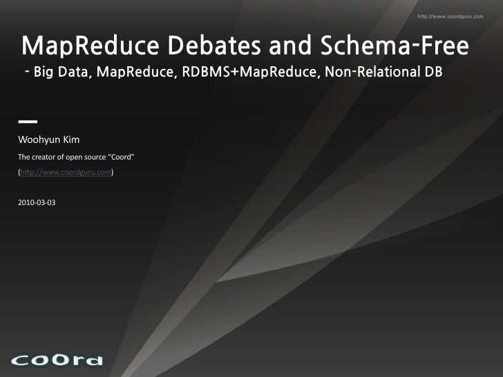 http://www.coordguru.com




MapReduce Debates and Schema-Free
 - Big Data, MapReduce, RDBMS+MapReduce, Non-Relational DB
...