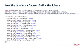 45 © 2018 MapR Technologies, Inc. // MapR Confidential
Load	the	data	into	a	Dataset:	Define	the	Schema	
 