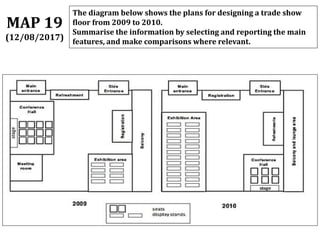 The diagram below shows the plans for designing a trade show
floor from 2009 to 2010.
Summarise the information by selecting and reporting the main
features, and make comparisons where relevant.
MAP 19
(12/08/2017)
 
