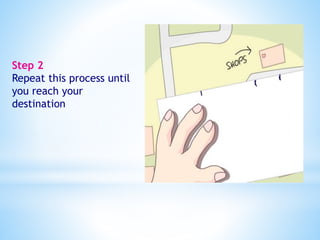 Step 2 
Repeat this process until 
you reach your 
destination 
 