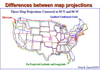 Differences between map projections 