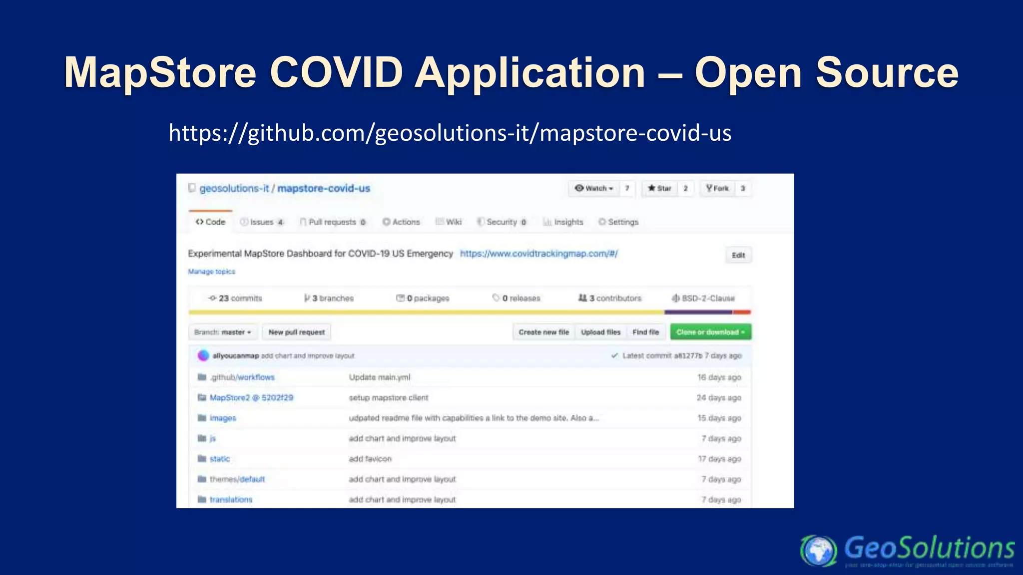MapStore COVID Application – Open Source
https://github.com/geosolutions-it/mapstore-covid-us
 