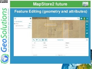 MapStore2 future
Feature Editing (geometry and attributes)
 