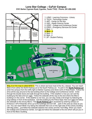 Lone Star College Cyfair Map Map To Mod 2