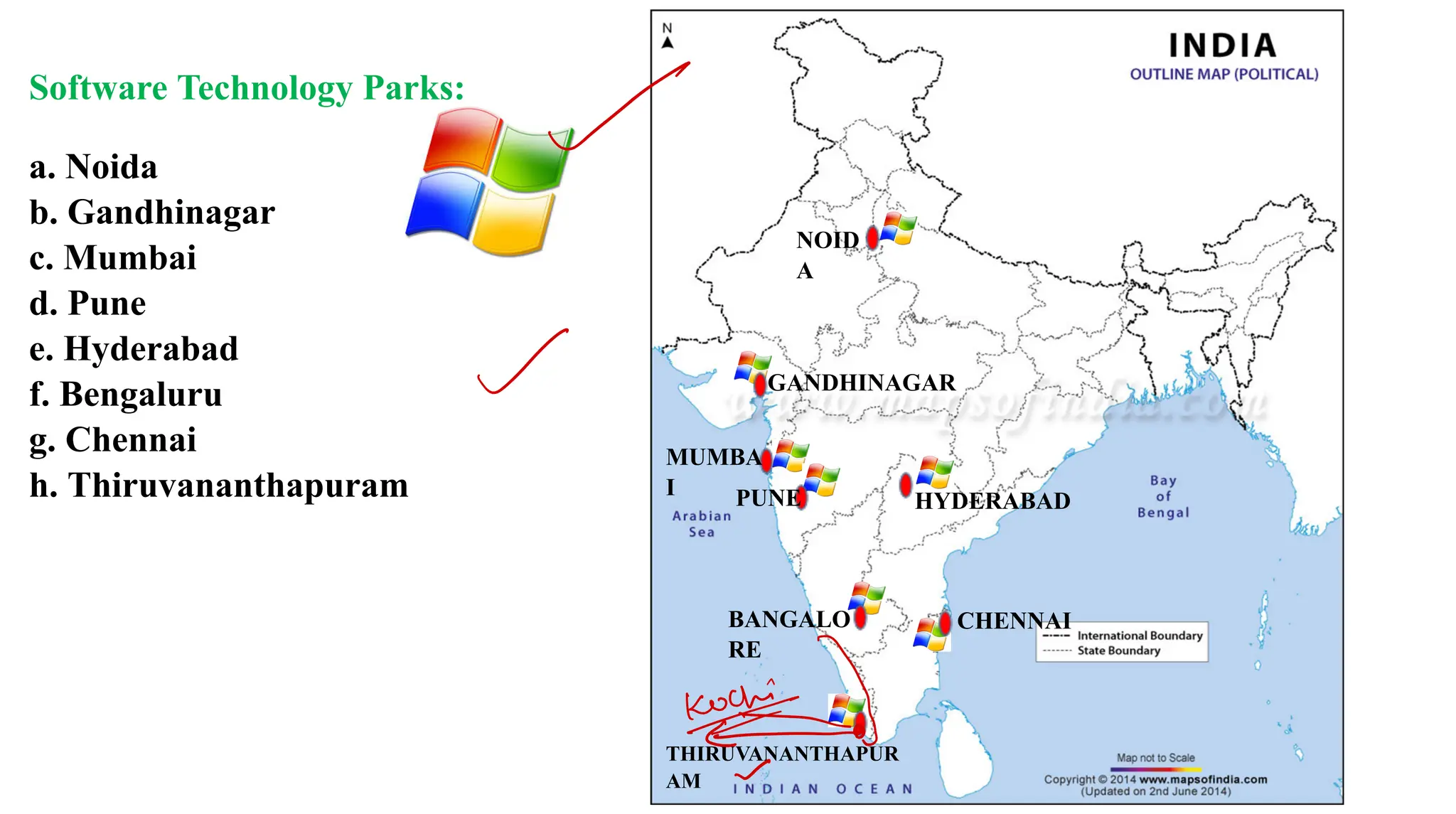 Software Technology Parks:
a. Noida
b. Gandhinagar
c. Mumbai
d. Pune
e. Hyderabad
f. Bengaluru
g. Chennai
h. Thiruvananthapuram
NOID
A
GANDHINAGAR
MUMBA
I PUNE HYDERABAD
BANGALO
RE
CHENNAI
THIRUVANANTHAPUR
AM
=
E
 