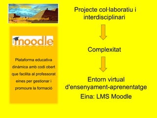 GRUP HIPÀTIA Maqueta de l'entorn virtual d'aprenentatge Complexitat Entorn virtual d'ensenyament-aprenentatge Eina: LMS Mo...